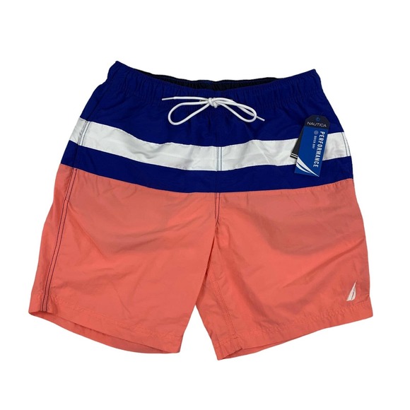 Nautica Other - Nautica Mens Colorblock Striped Drawstring Swim Trunks Pink S